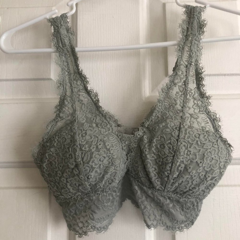 Aerie Eyelash Lace Plunge Bralette Sz S